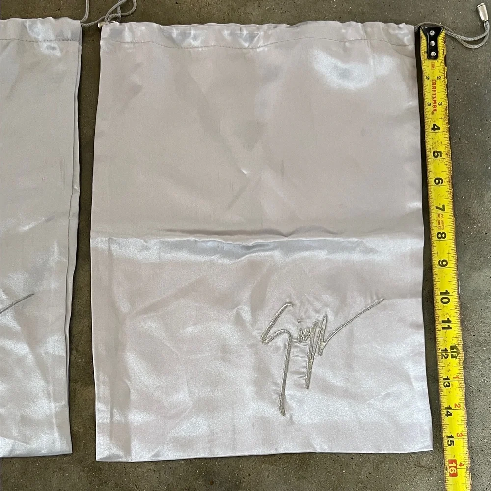 Authentic Giuseppe Zanotti White Satin Drawstring Shoe Bags (Pair)